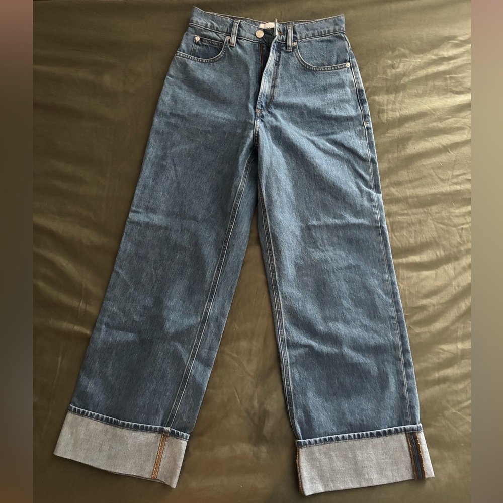 Frame Denim Light Blue High-Rise Wide Jeans